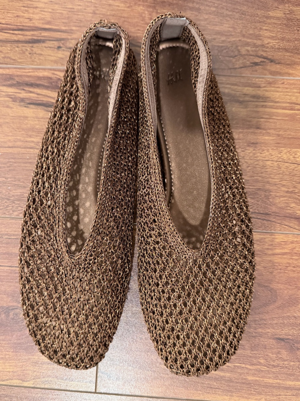 H&M Brown Woven Slip-On Flats